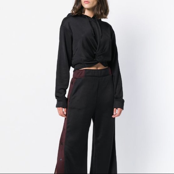 T by Alexander Wang twist twisted front black crop hoodie sweater sweatshirt top - Picture 6 of 8